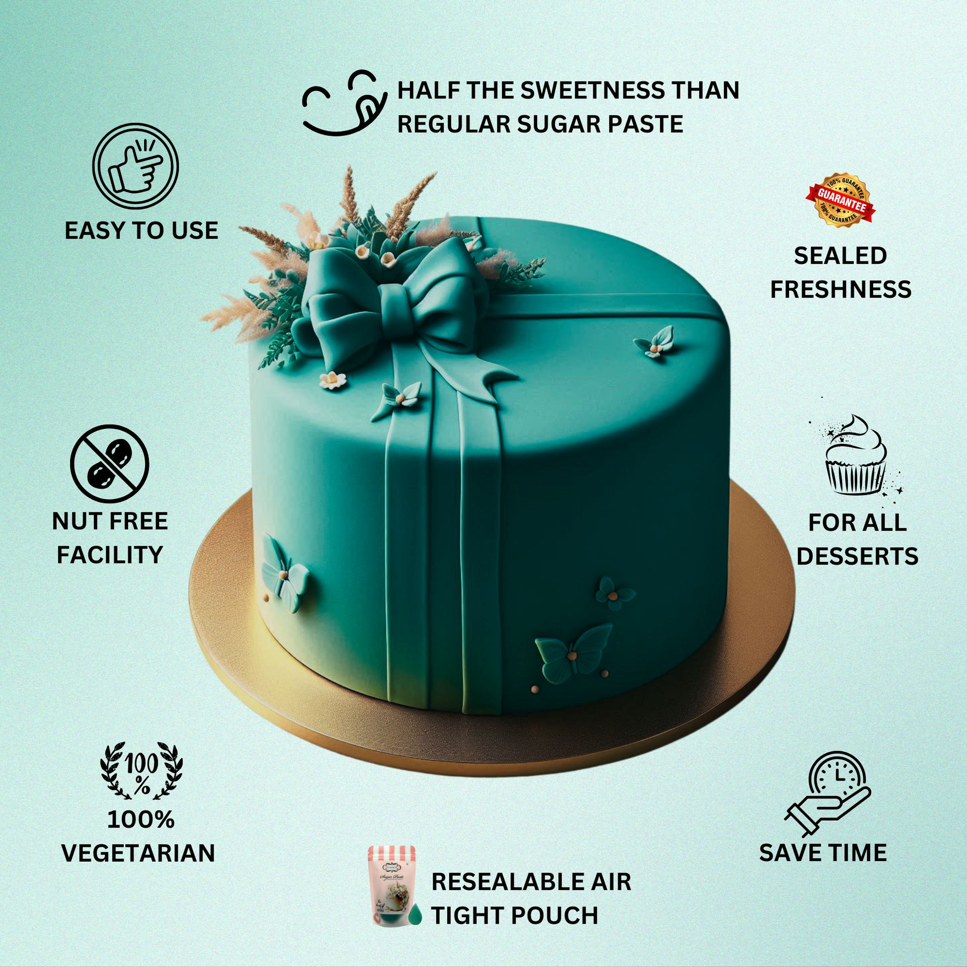 confect emerald green sugarpaste br b 250 gms b