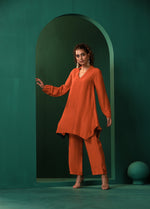 Thumbnail for trueBrowns Rust Silk Collar Co-ord Set - Distacart