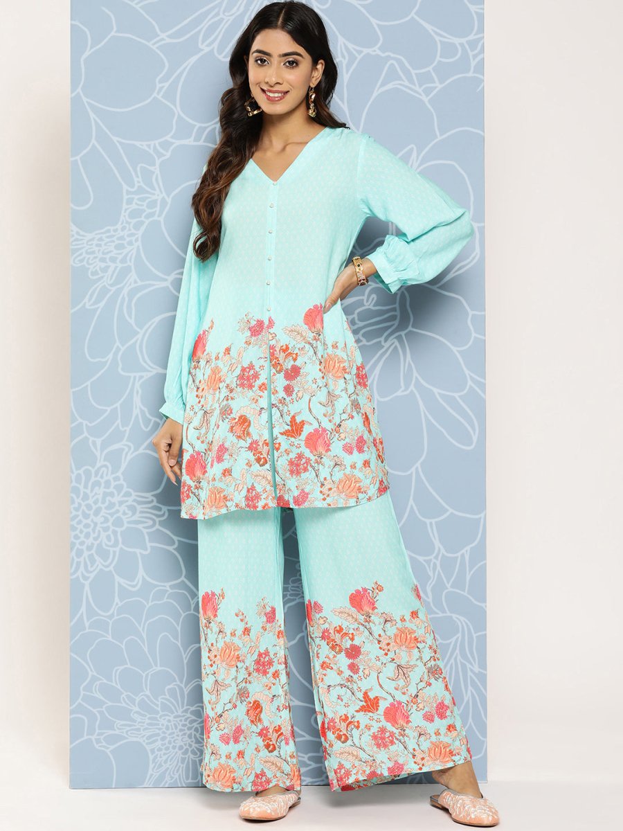 Ahalyaa Floral Printed Ethnic Co-Ords - Distacart