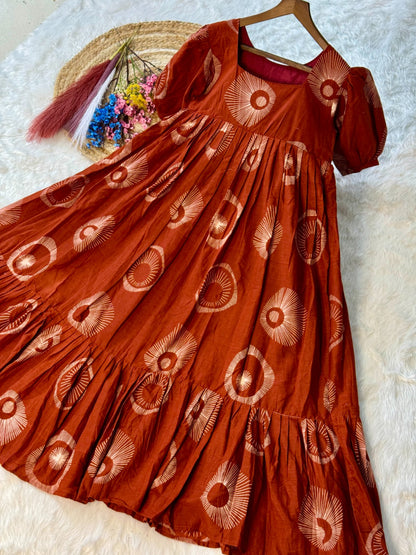 Anaita Orange Cotton Readymade Kurti with Printed Work - Dista