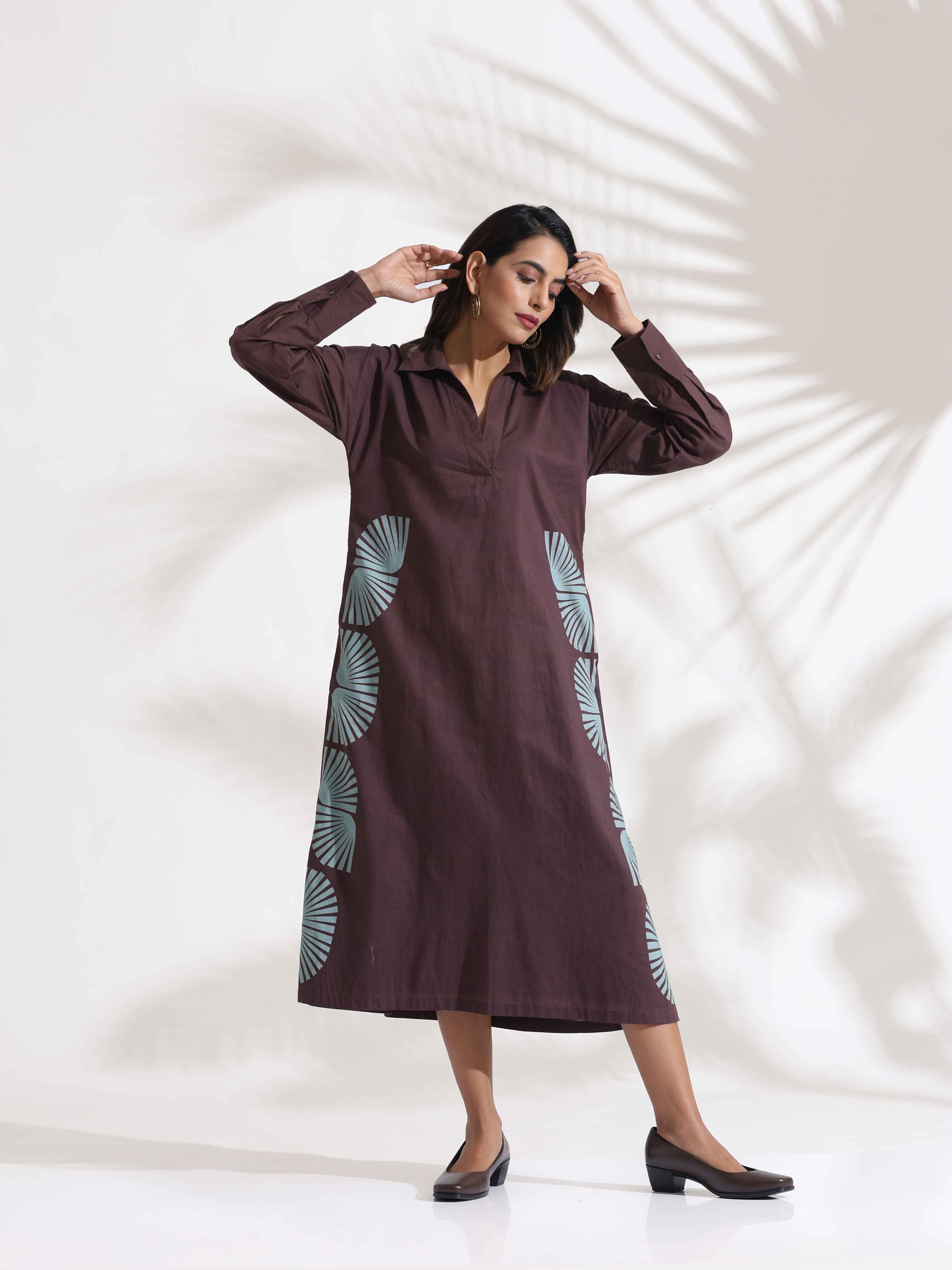 trueBrowns Cola Cotton Print A-line Dress - Distacart