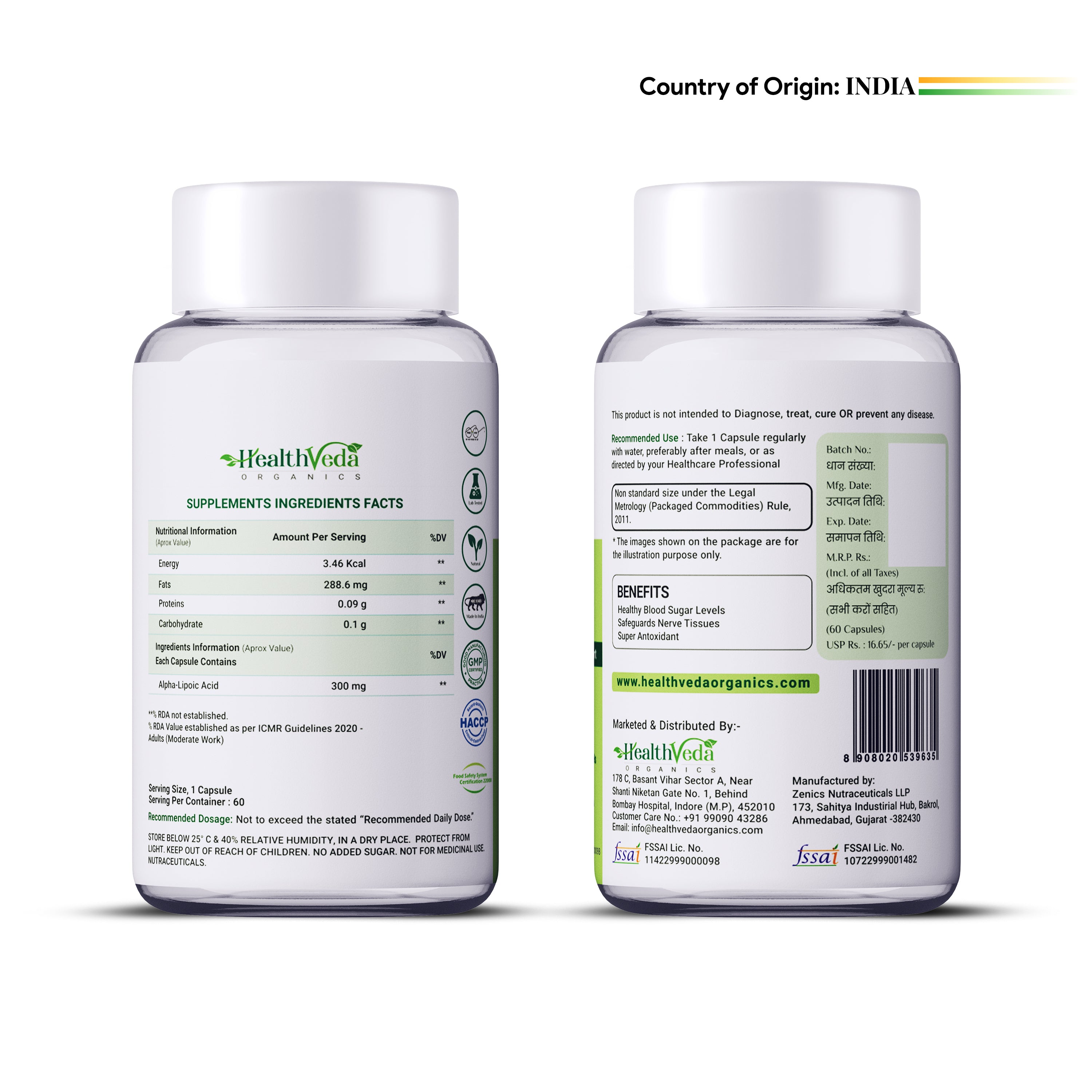 Health Veda Organics Alpha Lipoic Acid Capsules - Distacart