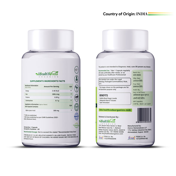 Health Veda Organics Alpha Lipoic Acid Capsules - Distacart
