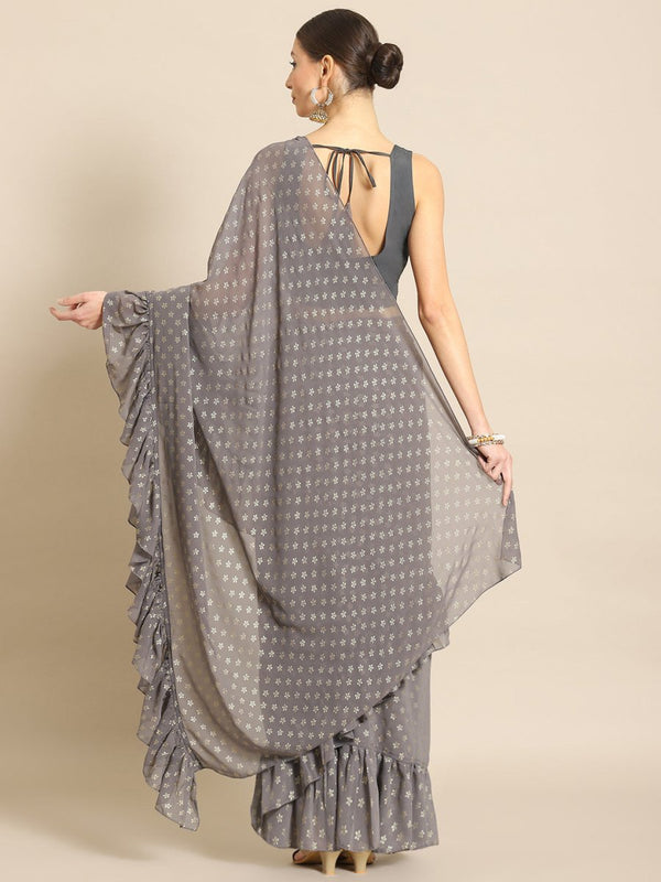 Ahalyaa Printed Ready To Wear Ruffles Saree - Distacart