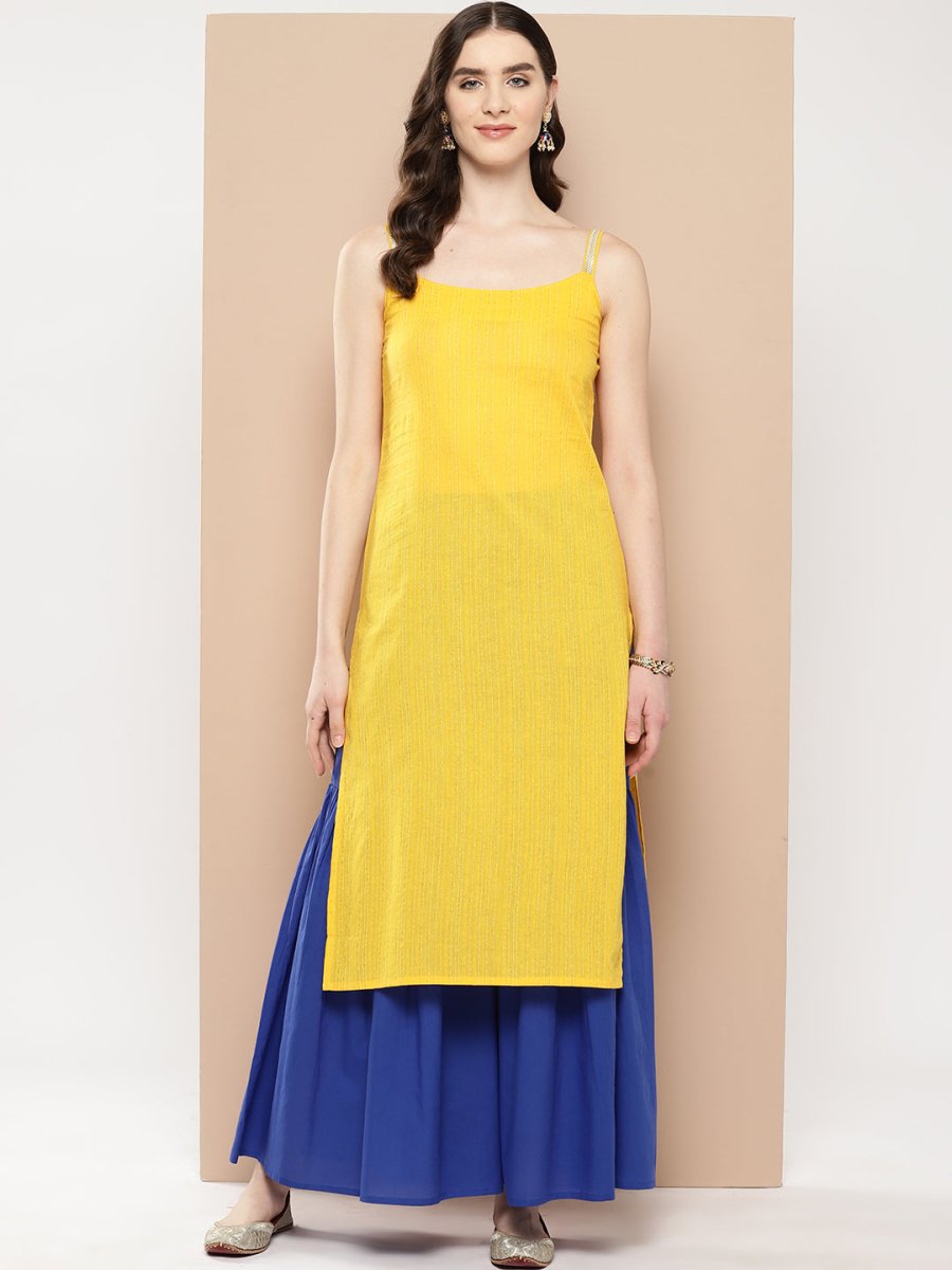 Ahalyaa Women Printed Regular Gotta Patti Pure Cotton Kurta with Sharara - Distacart