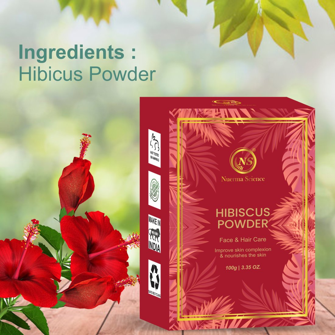 Nuerma Science Hibiscus Bio Organic Powder For Hair & Skin - Distacart