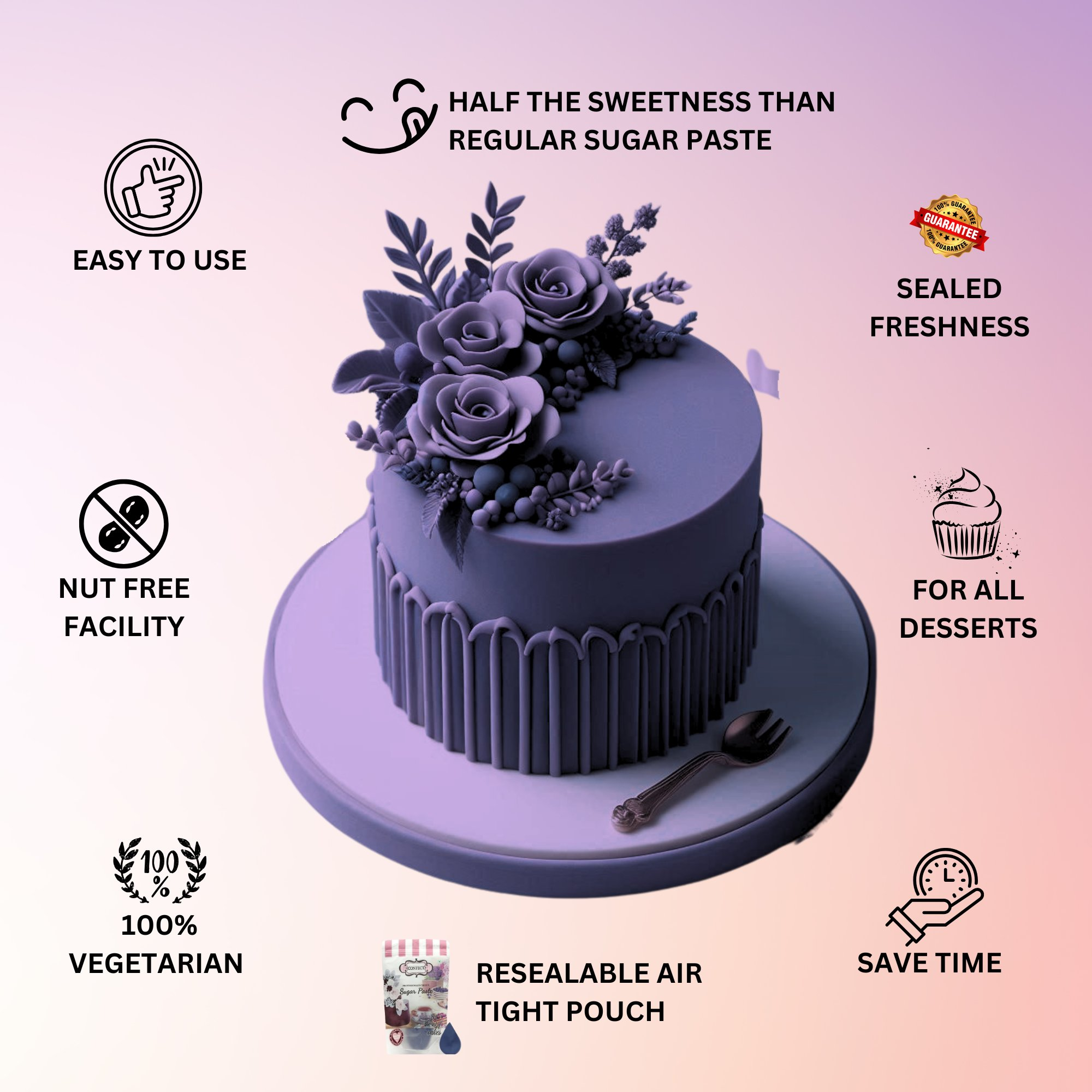 electric purple fondant edible sugarpaste 1kg