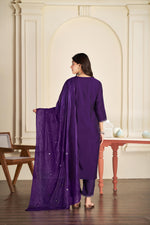 Thumbnail for BulBul Tapasya Silk Purple Kurta Set with Dupatta