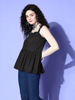 Thumbnail for InWeave Black Shoulder Tie-Up Top