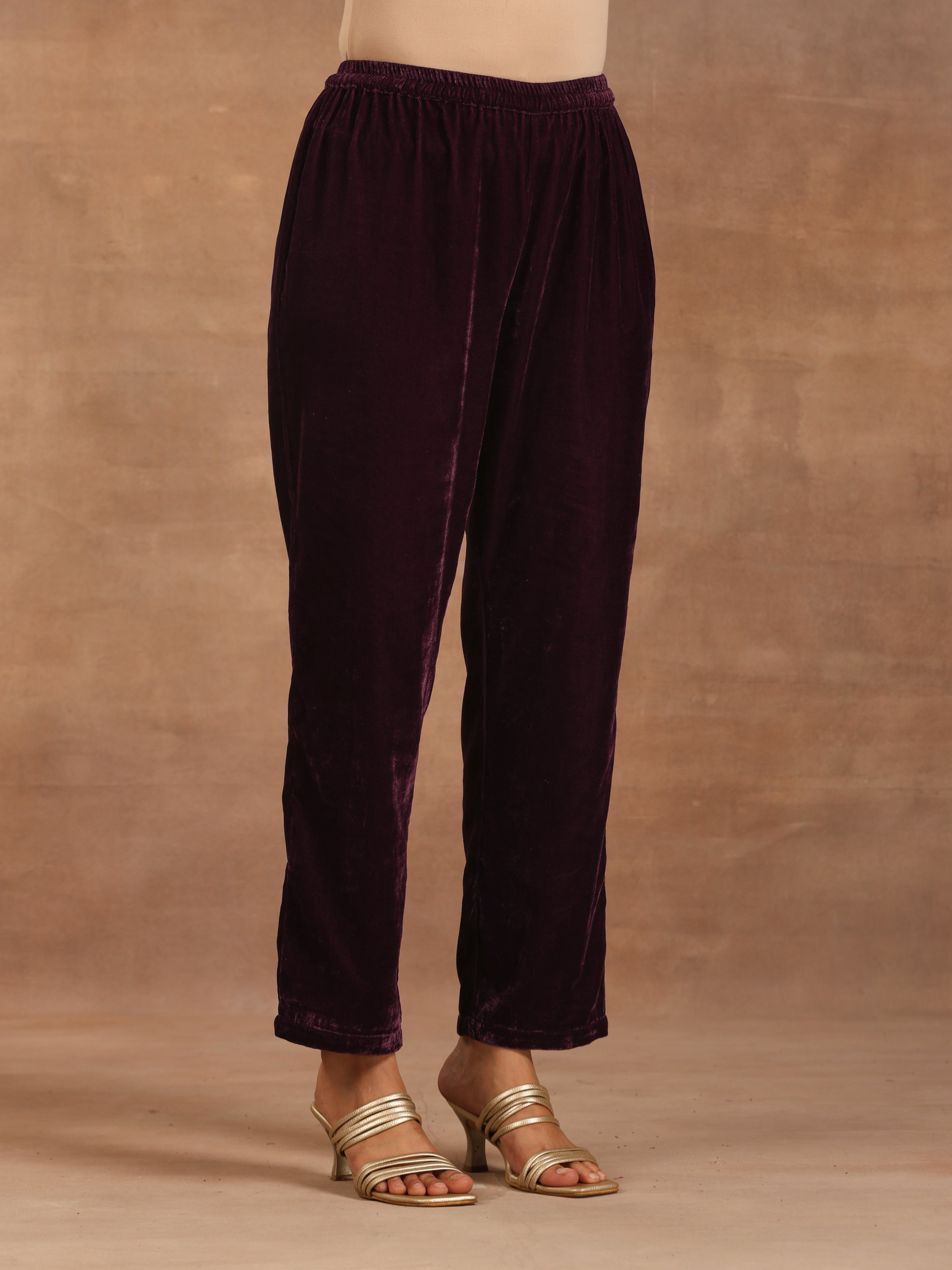 trueBrowns Wine Velvet Pant - Distacart