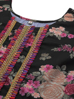 Thumbnail for Ahalyaa Women Black Floral Printed Gotta Patti Kurta with Palazzos & With Dupatta - Distacart