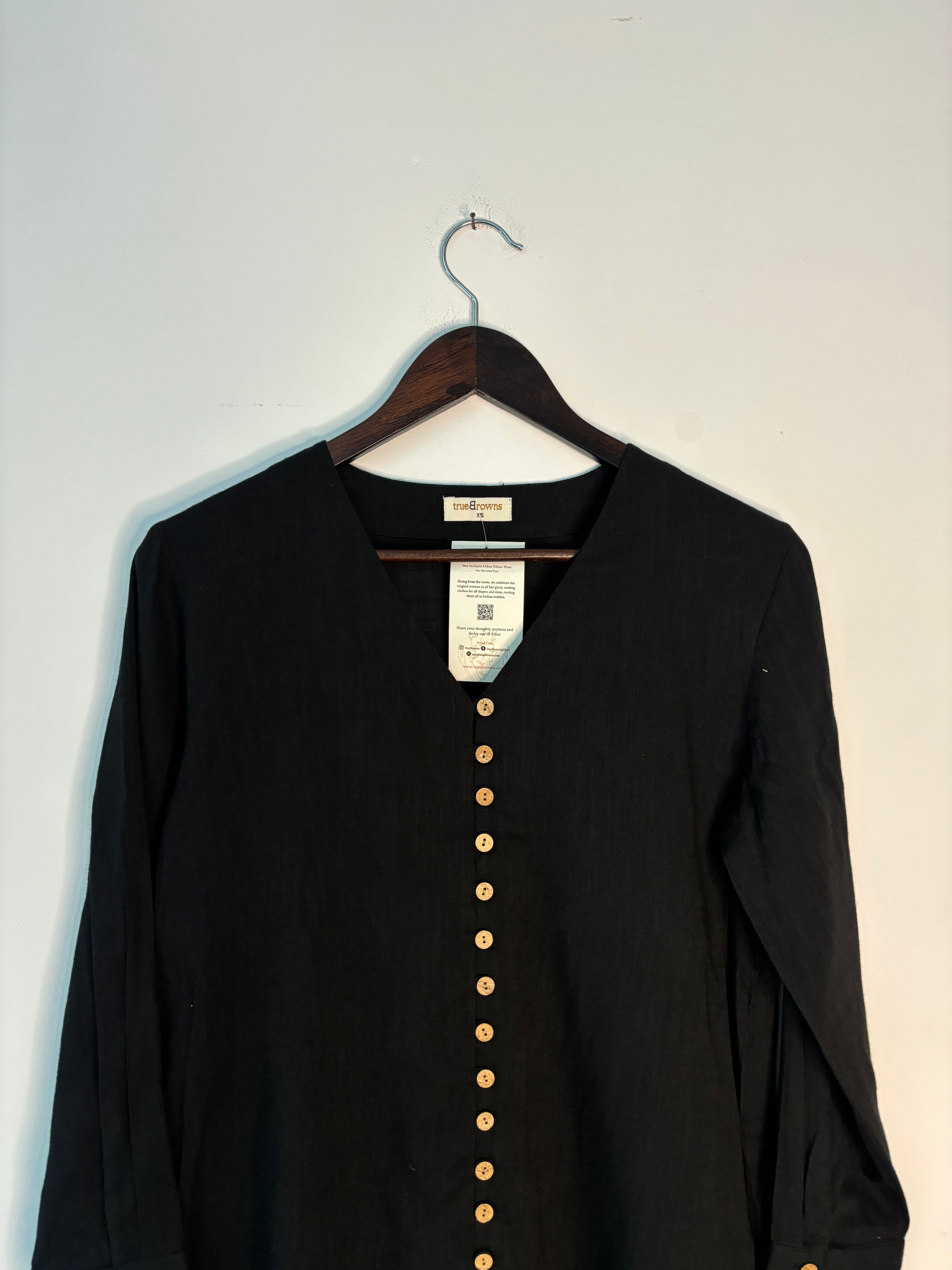 trueBrowns Black Slub Short Top - Distacart