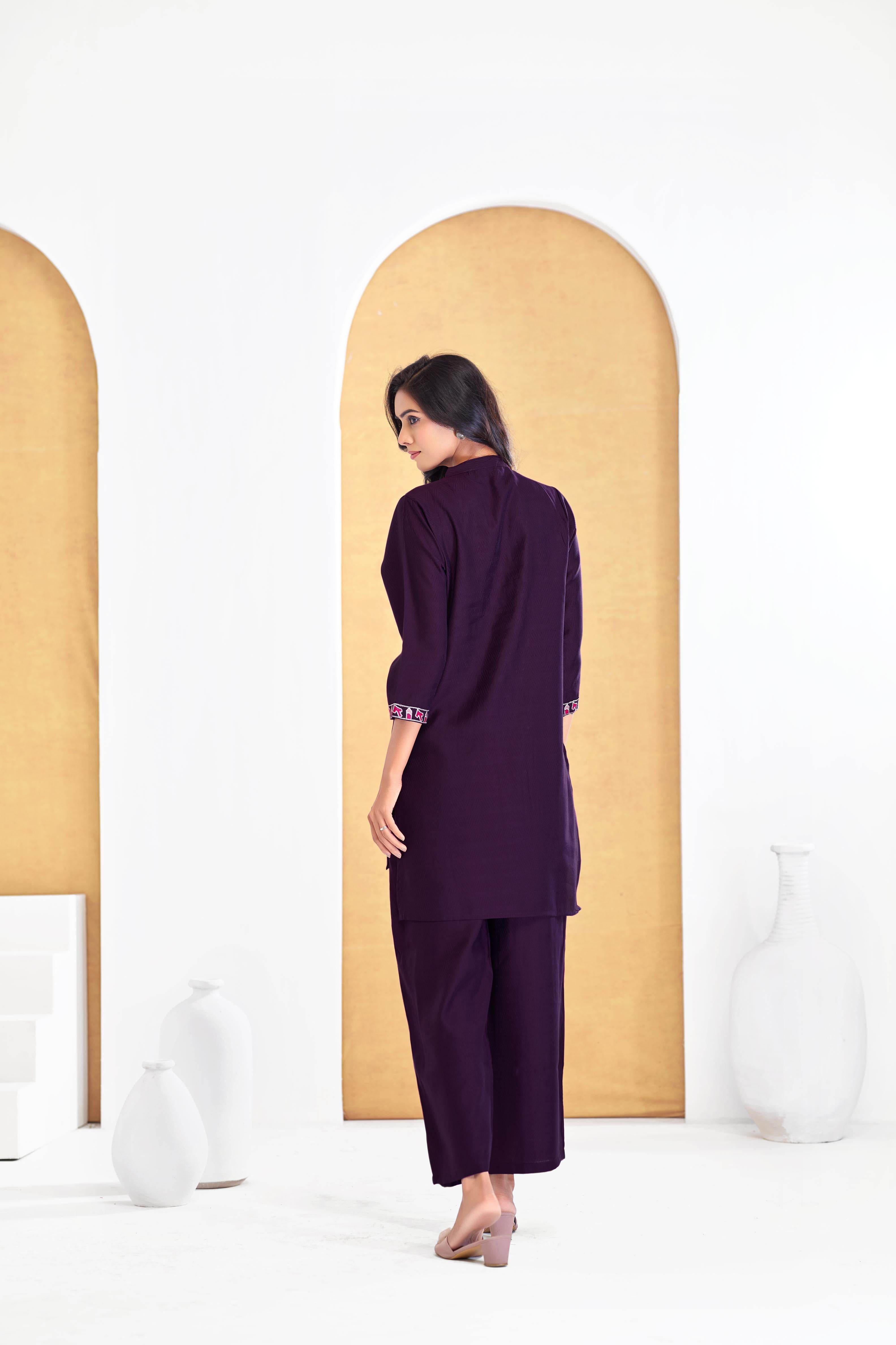 BulBul Deepti Chanderi Purple Co-Ord Set