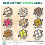 Thumbnail for The Indus Valley Premium Stainless Steel idlipot regular with mini idli plates-(3+1) Idli/ Momo Maker/  Veg Steaming Set, Tri-ply Induction Bottom, 4 Plates