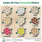 Thumbnail for The Indus Valley 14 Pit Tri-Steel Multi Pot Premium Stainless Steel Idli/ Momo Maker/  Veg Steaming Set, Tri-ply Induction Bottom, 2 Plates, 27cm