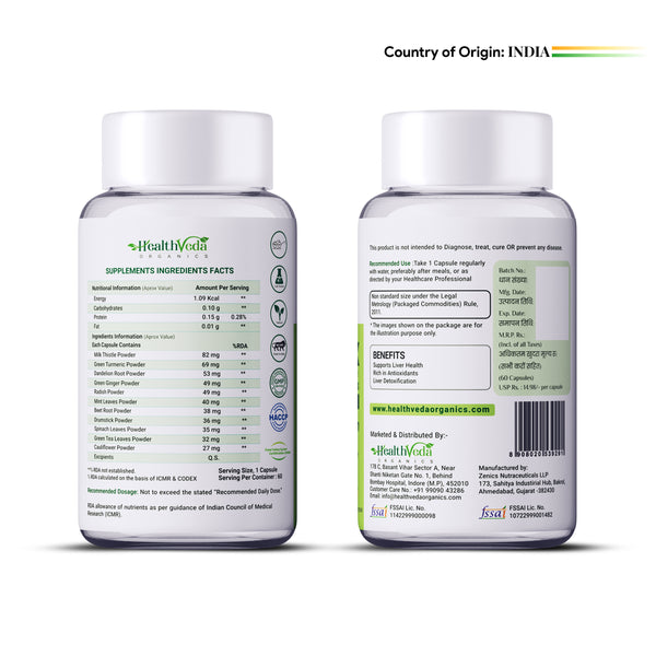 Health Veda Organics Plant Based Liver Detox Capsules - Distacart