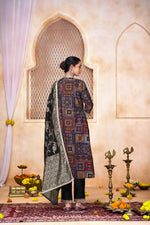 Thumbnail for BulBul Rashmi Abstract Printed Black Kurta Set with Dupatta