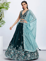 Thumbnail for House of Panchhi Pink Net Cutdana, Sequins And Zarkan Embroidery Lehenga Choli & Dupatta - Distacart