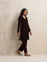 Thumbnail for trueBrowns Purple Velvet Kurta Co-ord Set