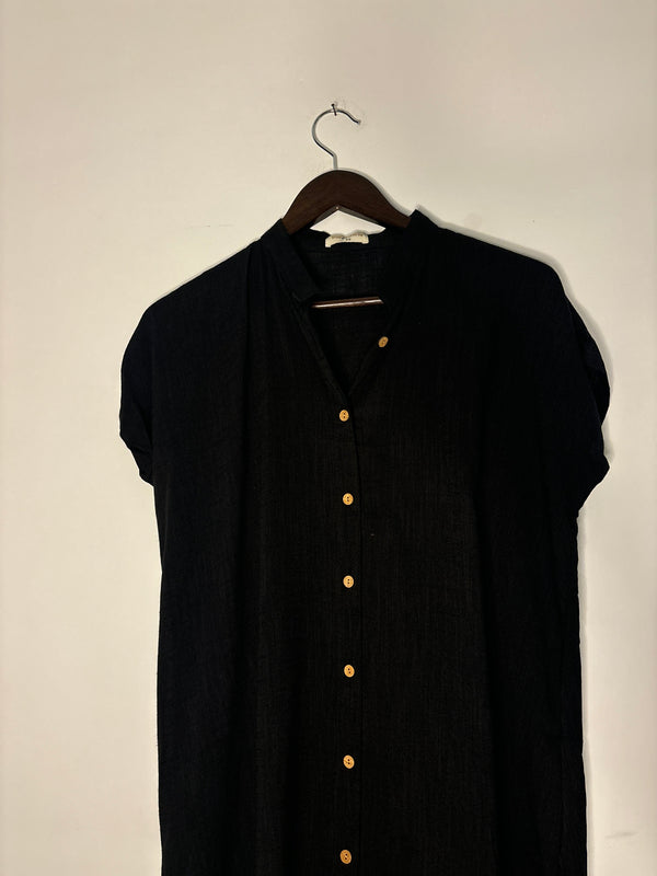 trueBrowns Black Slub Top