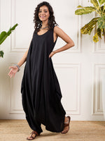 Thumbnail for InWeave Black Round Sleeveless Jumpsuit