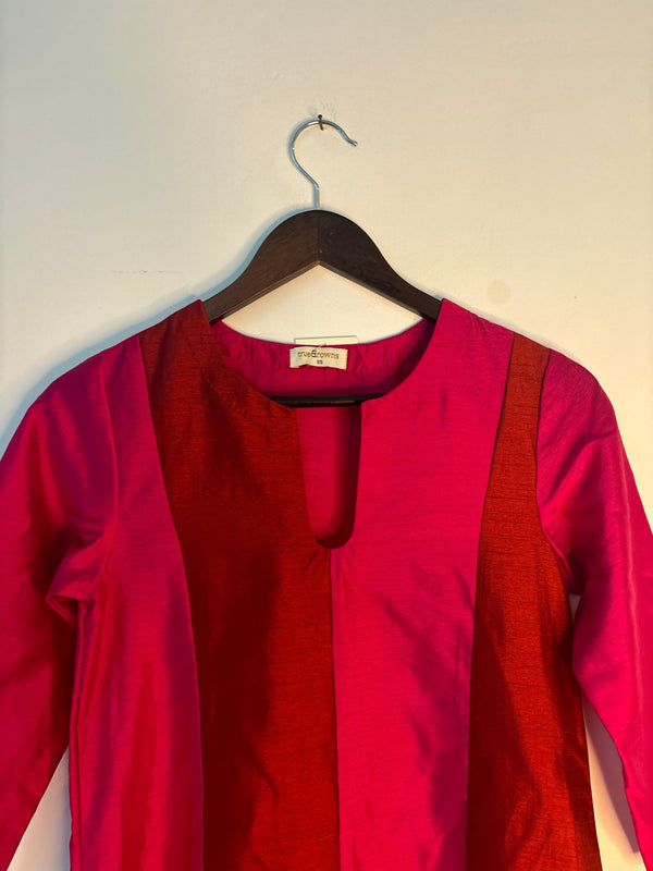 trueBrowns Pink Metallic Kurta