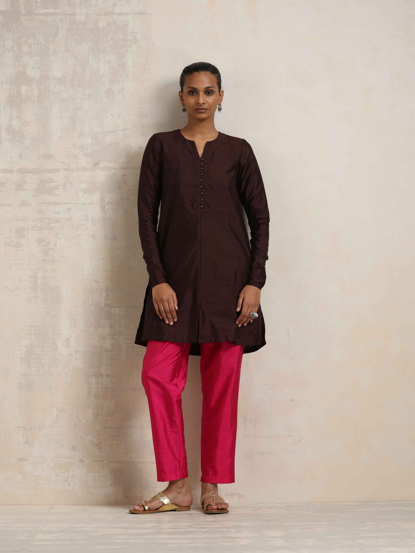 trueBrowns Cola Silk Kurta Co-ord Set - Distacart