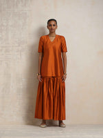 Thumbnail for trueBrowns Orange Silk Sharara Dupatta Set - Distacart