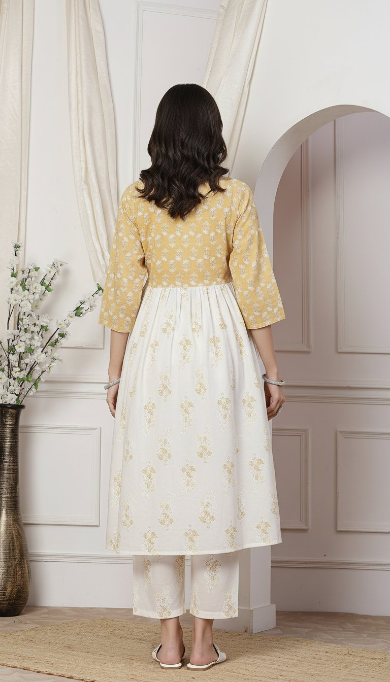 BulBul Nisha Cotton Off white Kurta Set with Dupatta