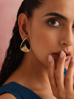 Thumbnail for trueBrowns Brass Black Stone Drop Stud Earrings - Distacart