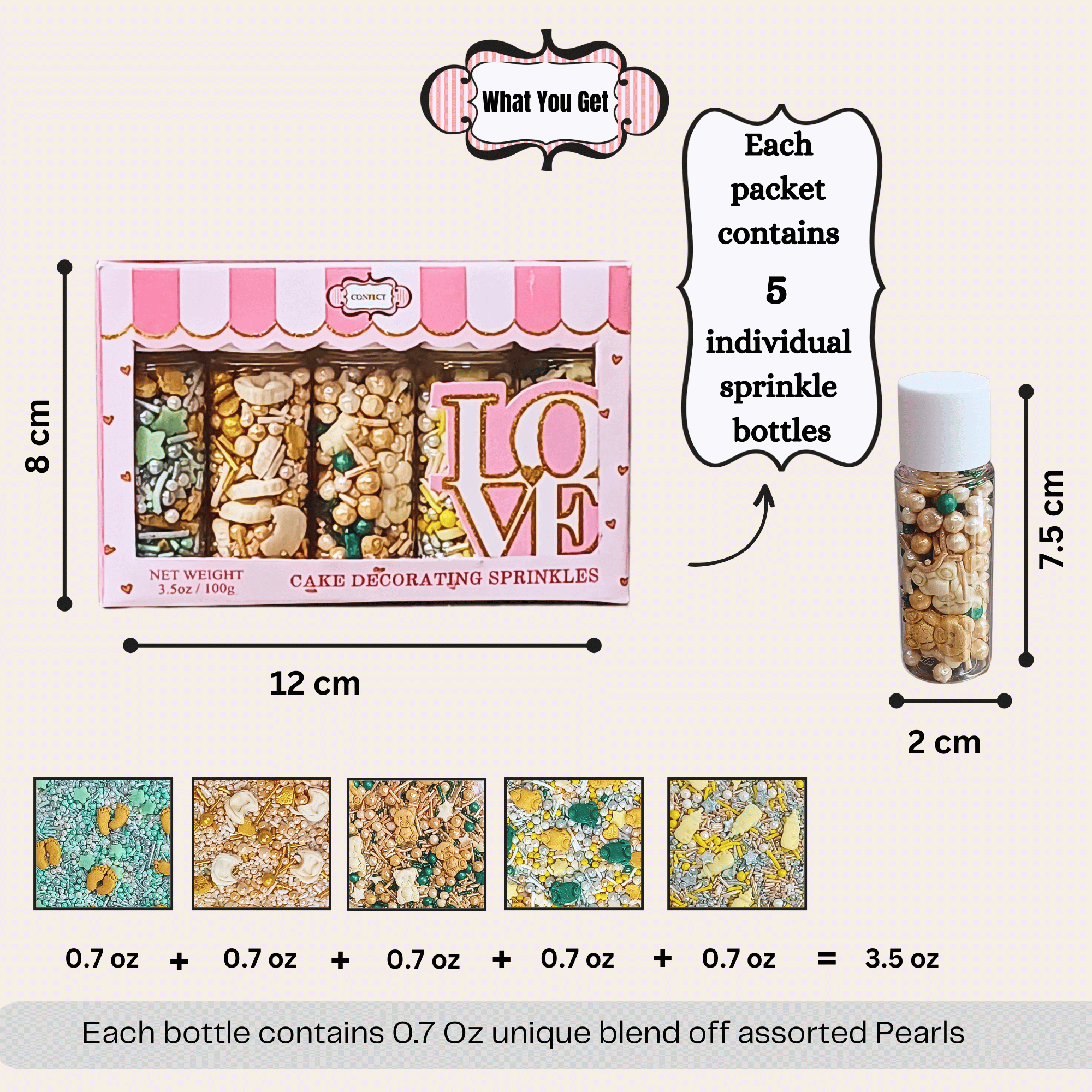 confect baby shower sprinkles mix silver baby feet feeding bottle sprinkles pack of 5 baby shower 04