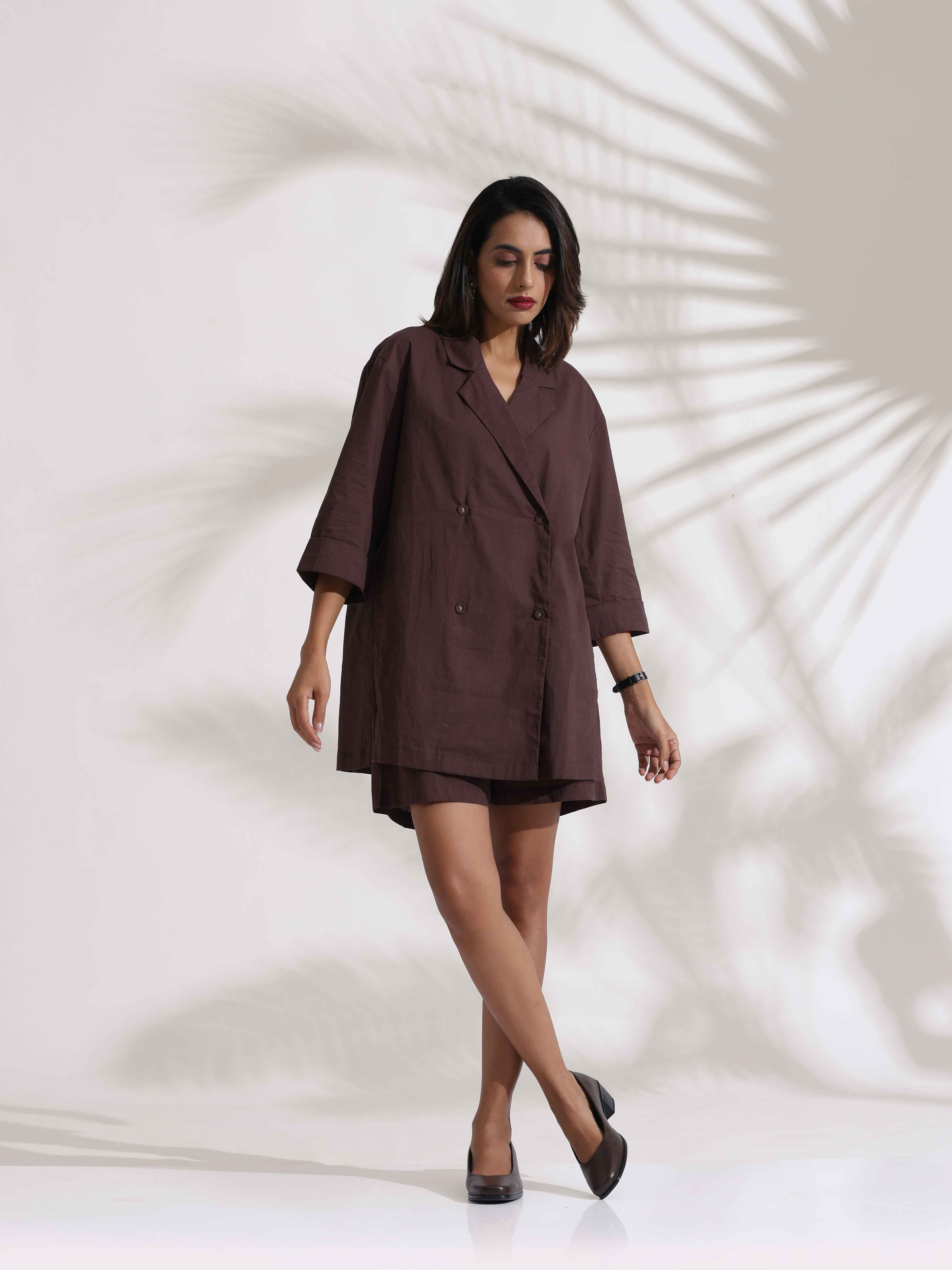 trueBrowns Cola Cotton Print Jacket & Short Co-ord Set - Distacart