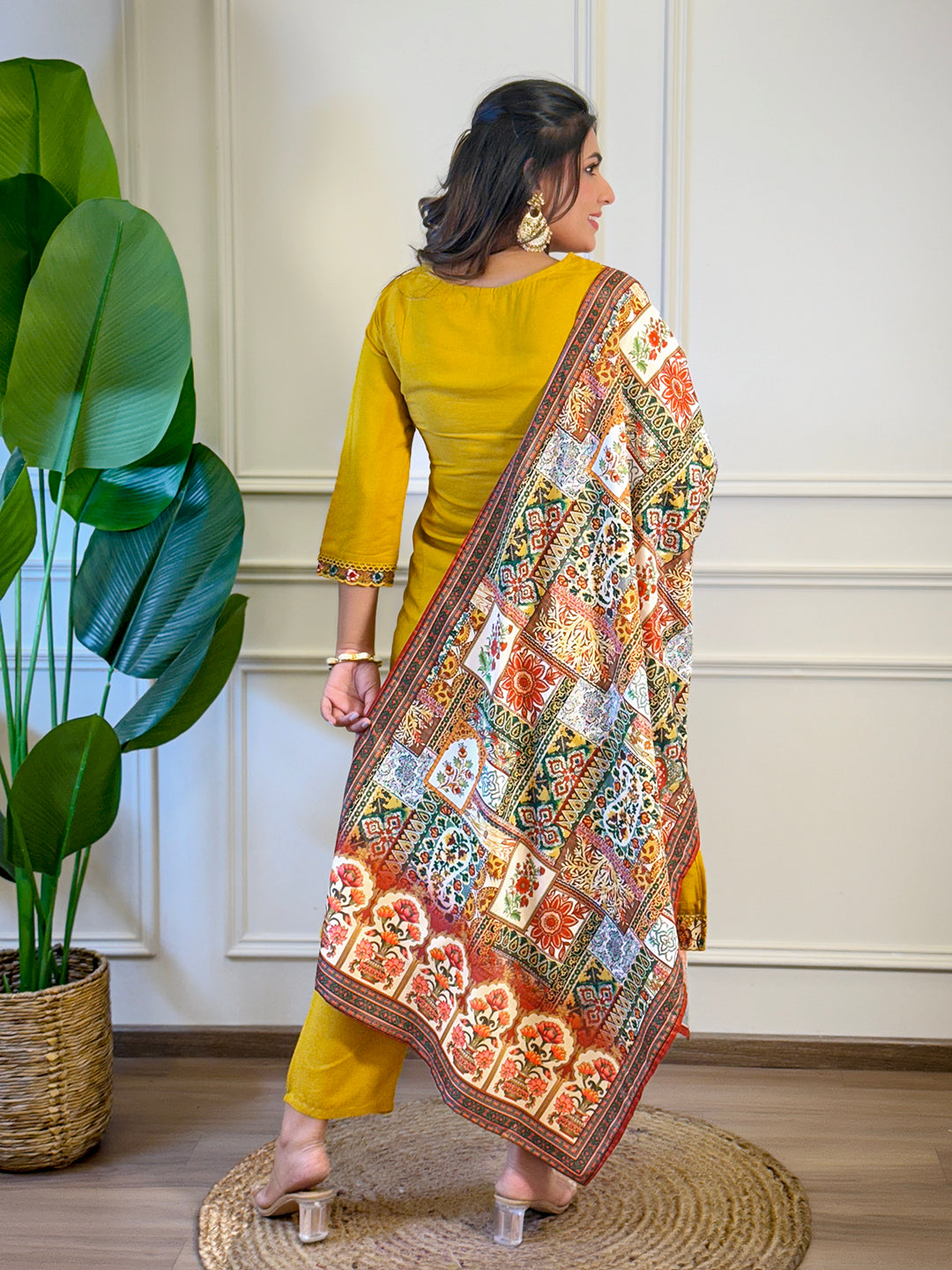 The52 Women's Gorgeous Viscose Embroidery Straight Kurta with Pant And Dupatta Set