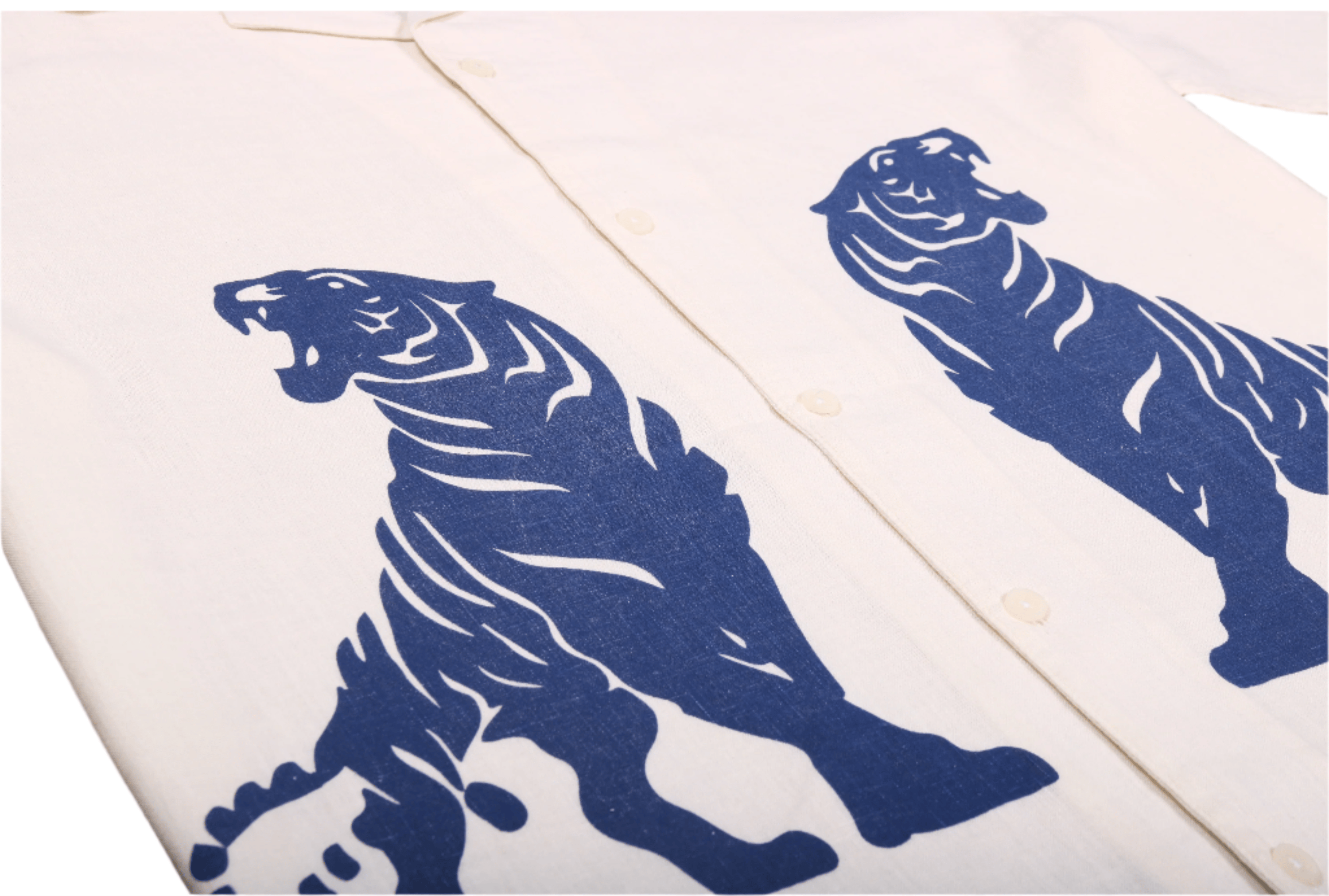 Xkind Tiger Printed Natural Linen Relaxed Fit Shirt