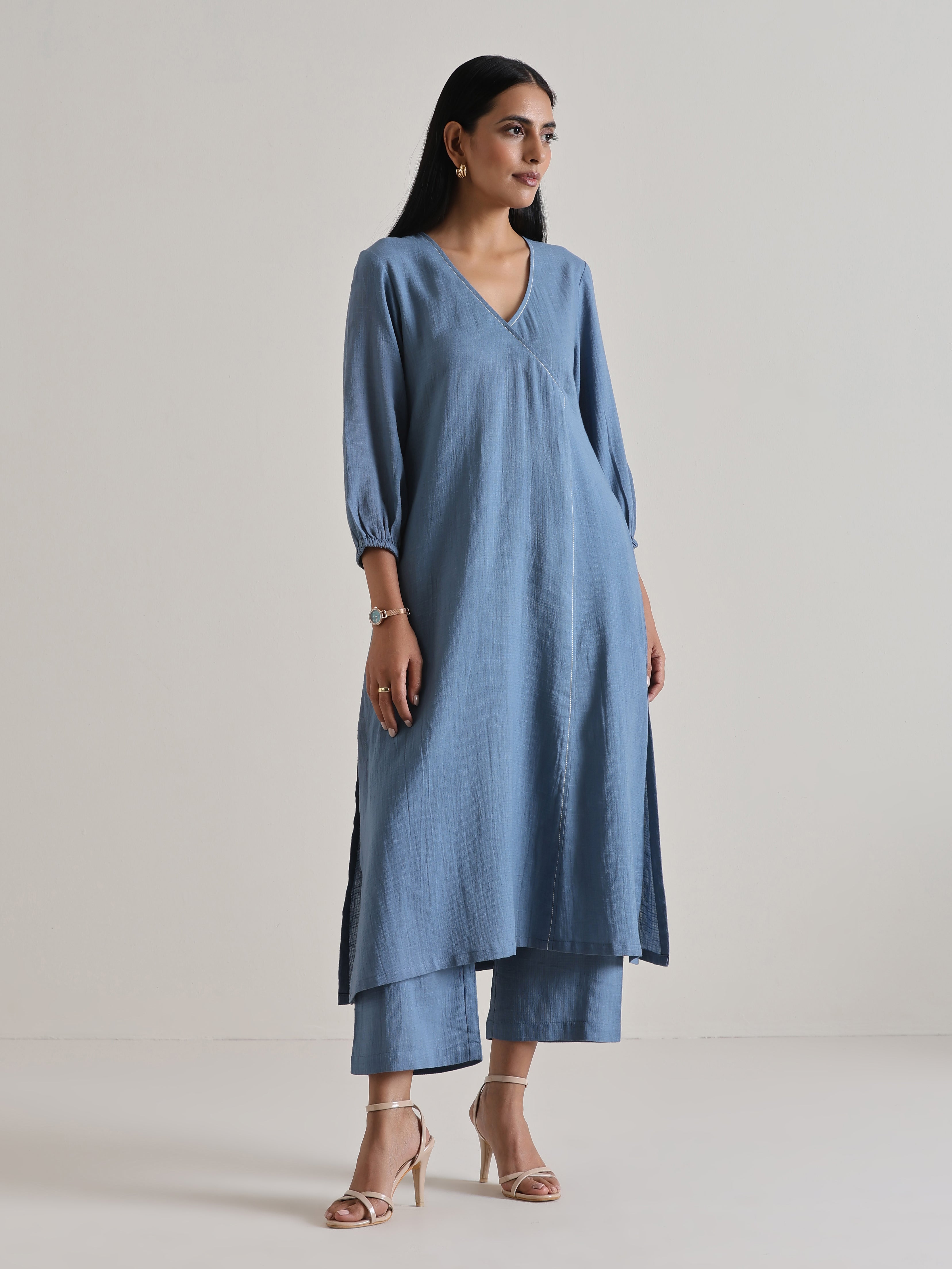 trueBrowns Light Blue Kurta Pant Set - Distacart