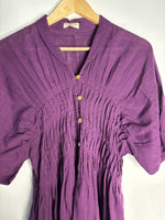 Thumbnail for trueBrowns Purple Slub Pleated Kurta