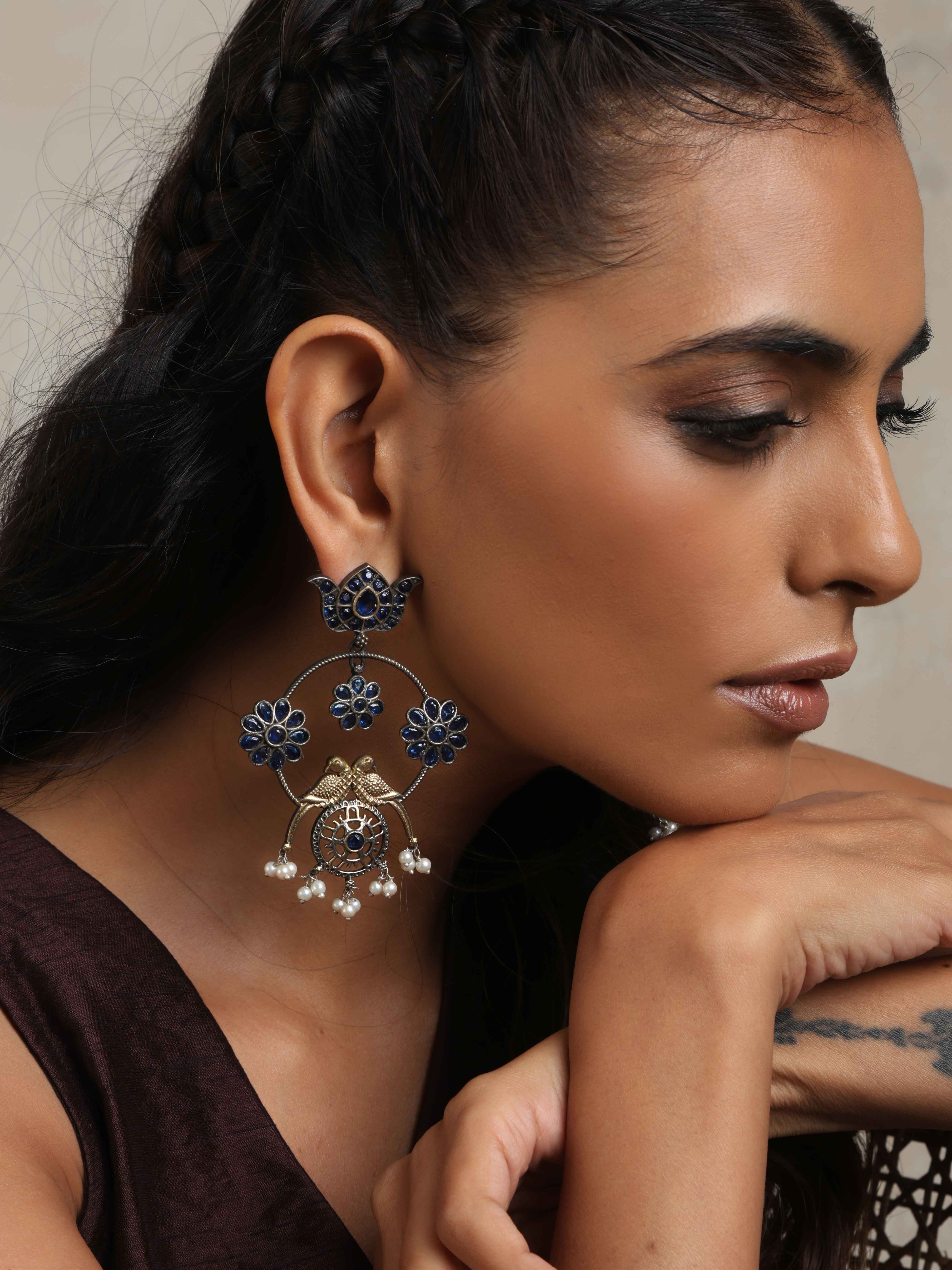 trueBrowns Silver Tone Chandbali Earrings - Distacart