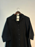 Thumbnail for trueBrowns Black Slub Short Shirt Top