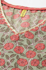 Thumbnail for Ahika Green Cotton Flared Kurta
