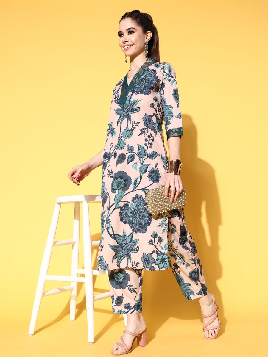Ahalyaa Women Floral Printed Kurta with Trousers - Distacart