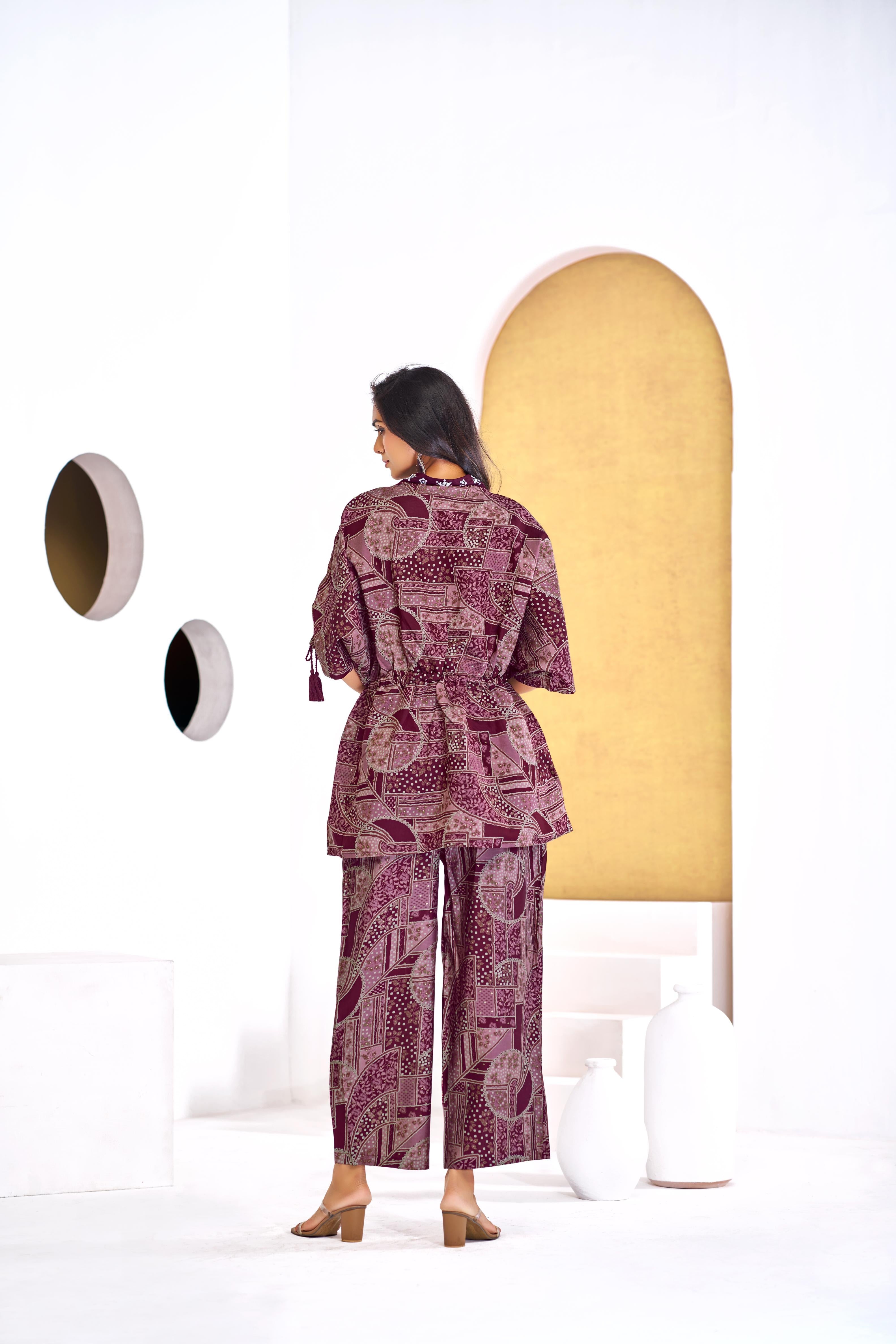 BulBul Hetal Wine Co-Ord Set
