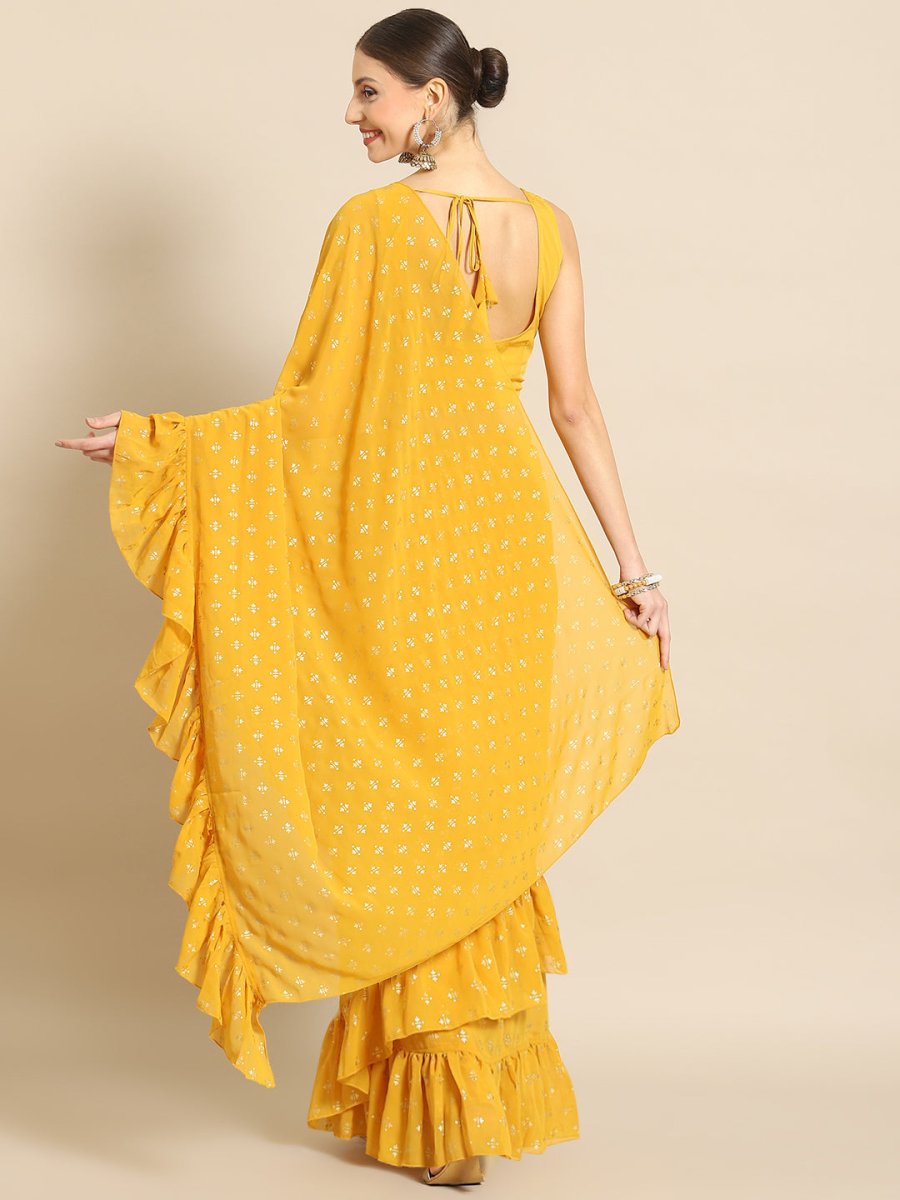 Ahalyaa Printed Ready To Wear Ruffles Saree - Distacart