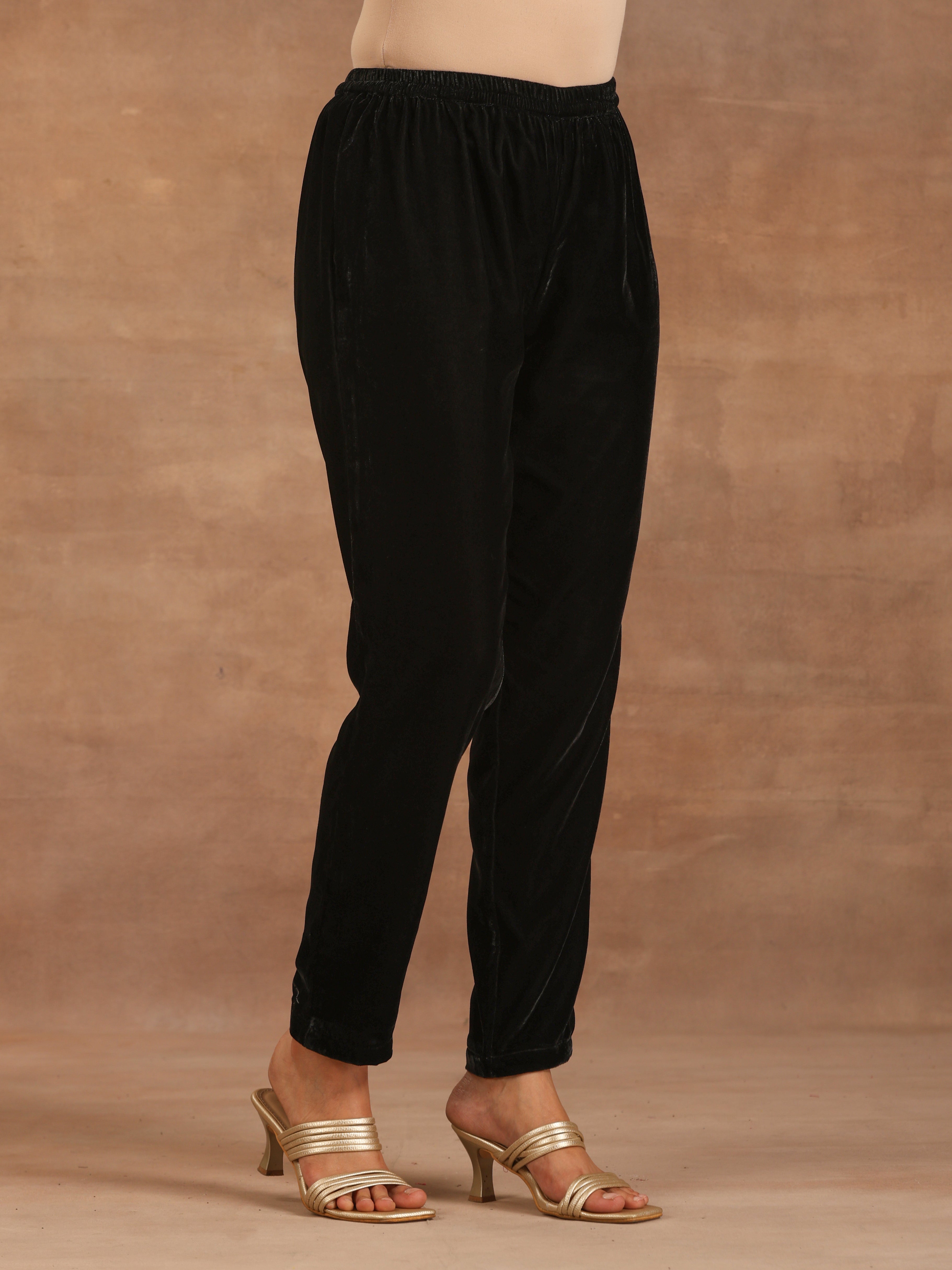 trueBrowns Black Velvet Pant - Distacart