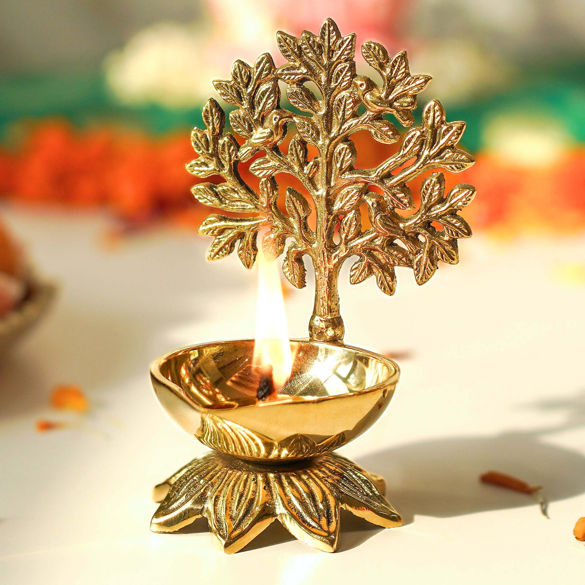 brass kalpvriksh diya