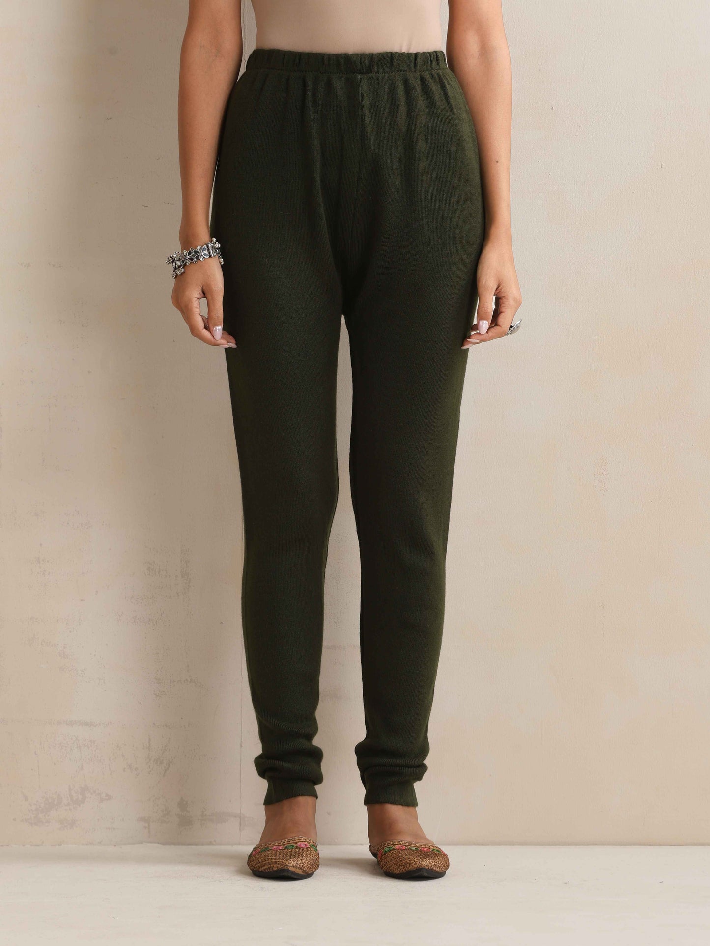 trueBrowns Green Woollen Leggings - Distacart