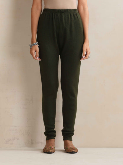trueBrowns Green Woollen Leggings - Distacart