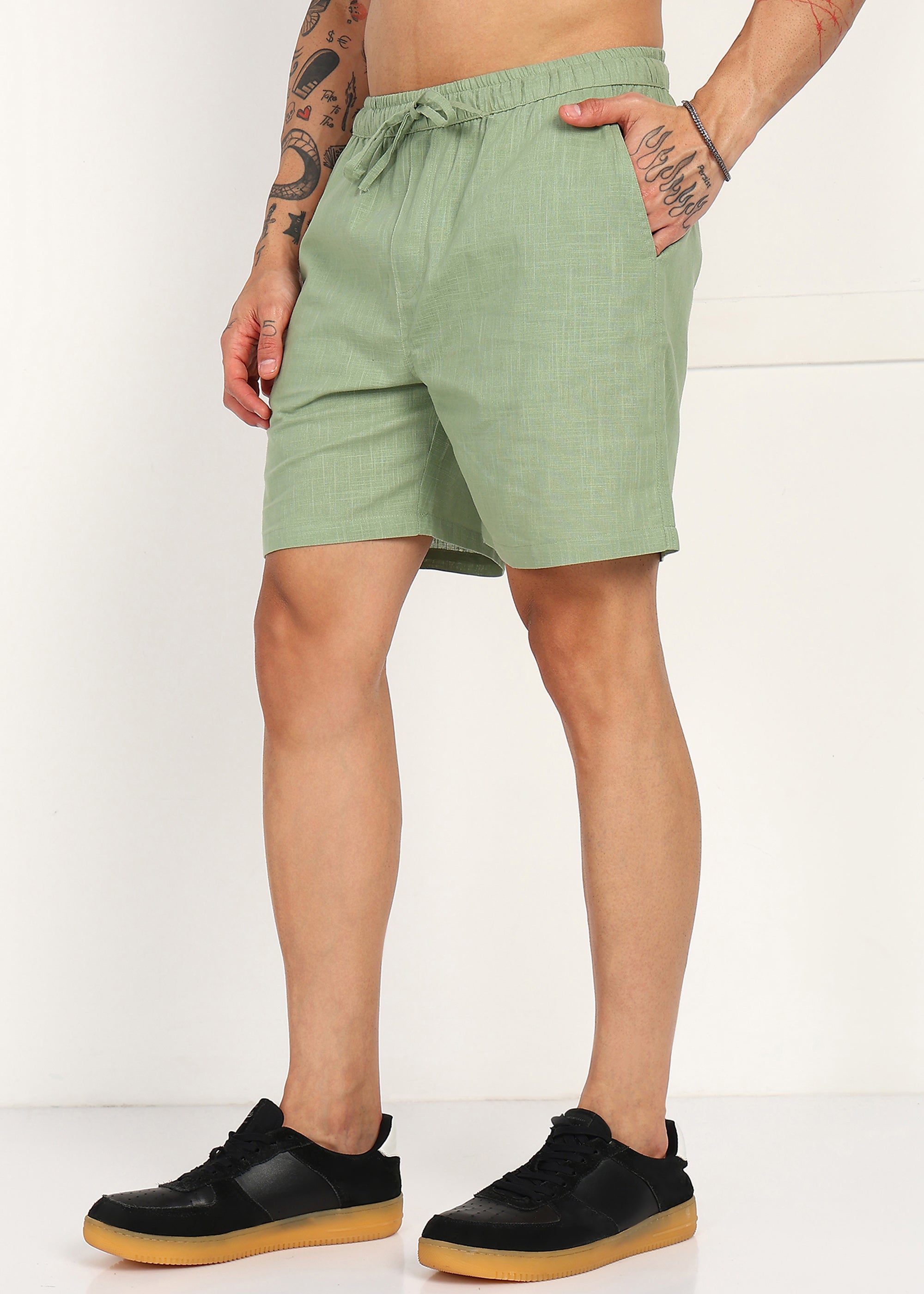 Fabmade Sage Linen Shorts - Distacart
