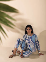 Thumbnail for trueBrowns Blue Cotton Ikat Short Co-ord Set - Distacart
