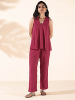 Thumbnail for trueBrowns Carrot Cotton Dobby Sleeveless Co-ord Set - Distacart