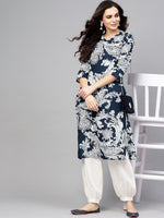 Thumbnail for Antaran Blue Pure Cotton Printed Kurta Pant Set - Distacart